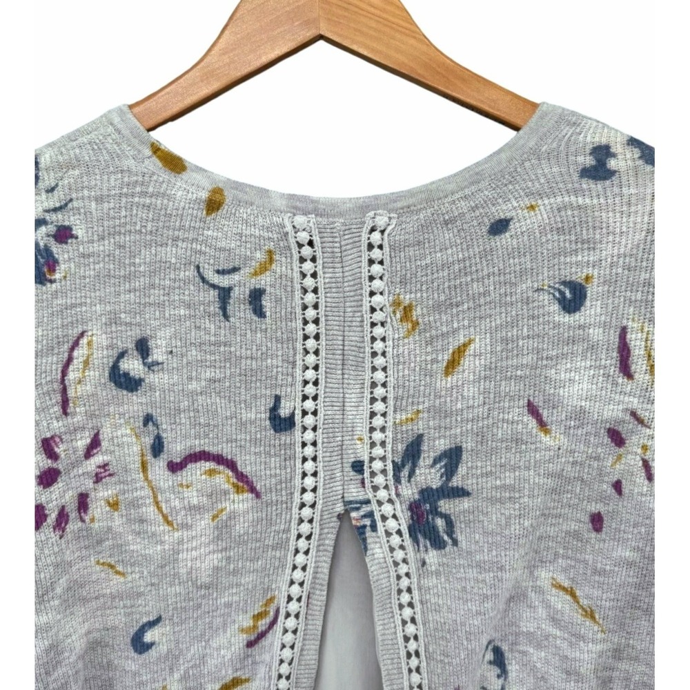 Lucky Brand Sweater Top‎ Tunic Floral Chiffon Sz XL Gray - Picture 8 of 16
